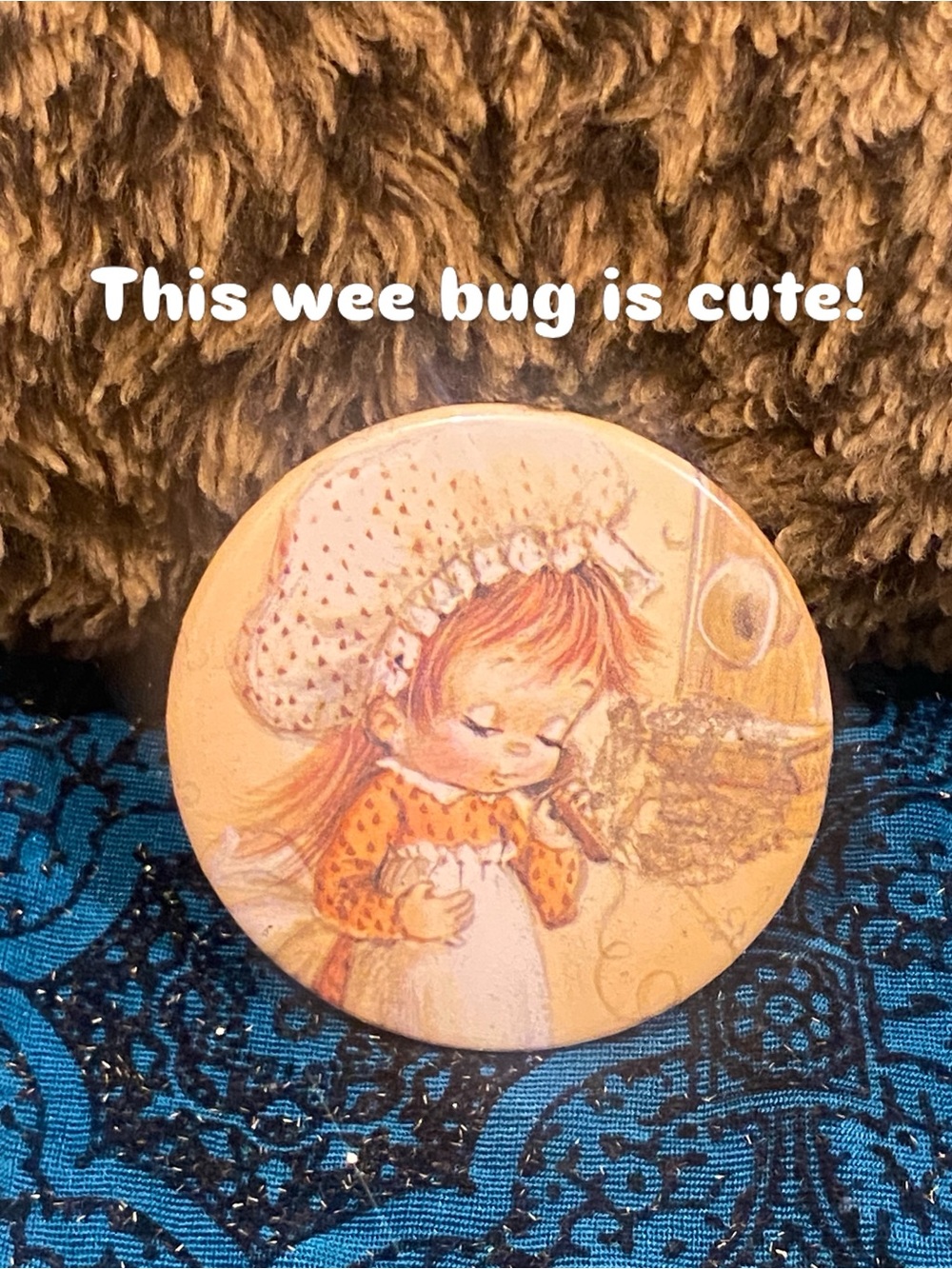 Vintage Peach and Cream Girl Illustration Pin #prairiecore 70s